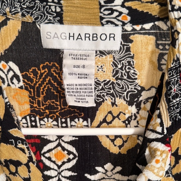 Sag Harbor Women's Button Down Shirt - Black, Red, Gold Retro look/Super soft - Picture 2 of 3